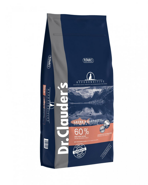 DR. CLAUDER'S HYPOSENSITIVE sausas maistas suaugusiems šunims su lašiša ir bulvėmis 11.5kg