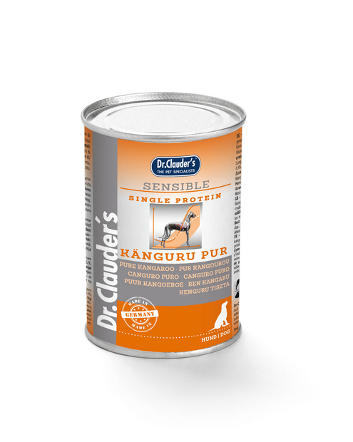 DR. CLAUDER'S SENSIBLE drėgnas maistas suaugusiems alergiškiems šunims su kengūrų mėsa 400g