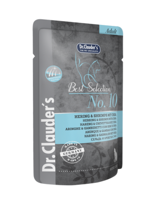 DR. CLAUDER'S drėgnas maistas katėms su silke, krevetėmis ir chia sėklomis 85g