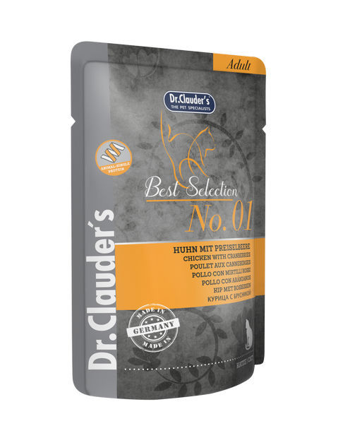 DR. CLAUDER'S drėgnas maistas katėms su vištiena ir spanguolėmis 85 g