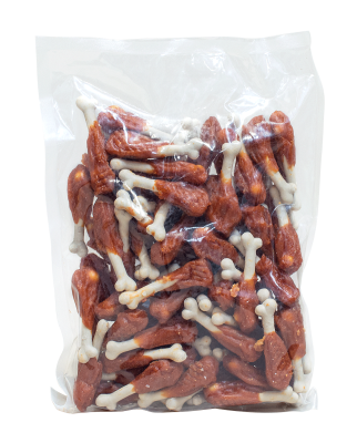 Kalcio kauliukai su vištiena, skanėstas šunims, 1 kg