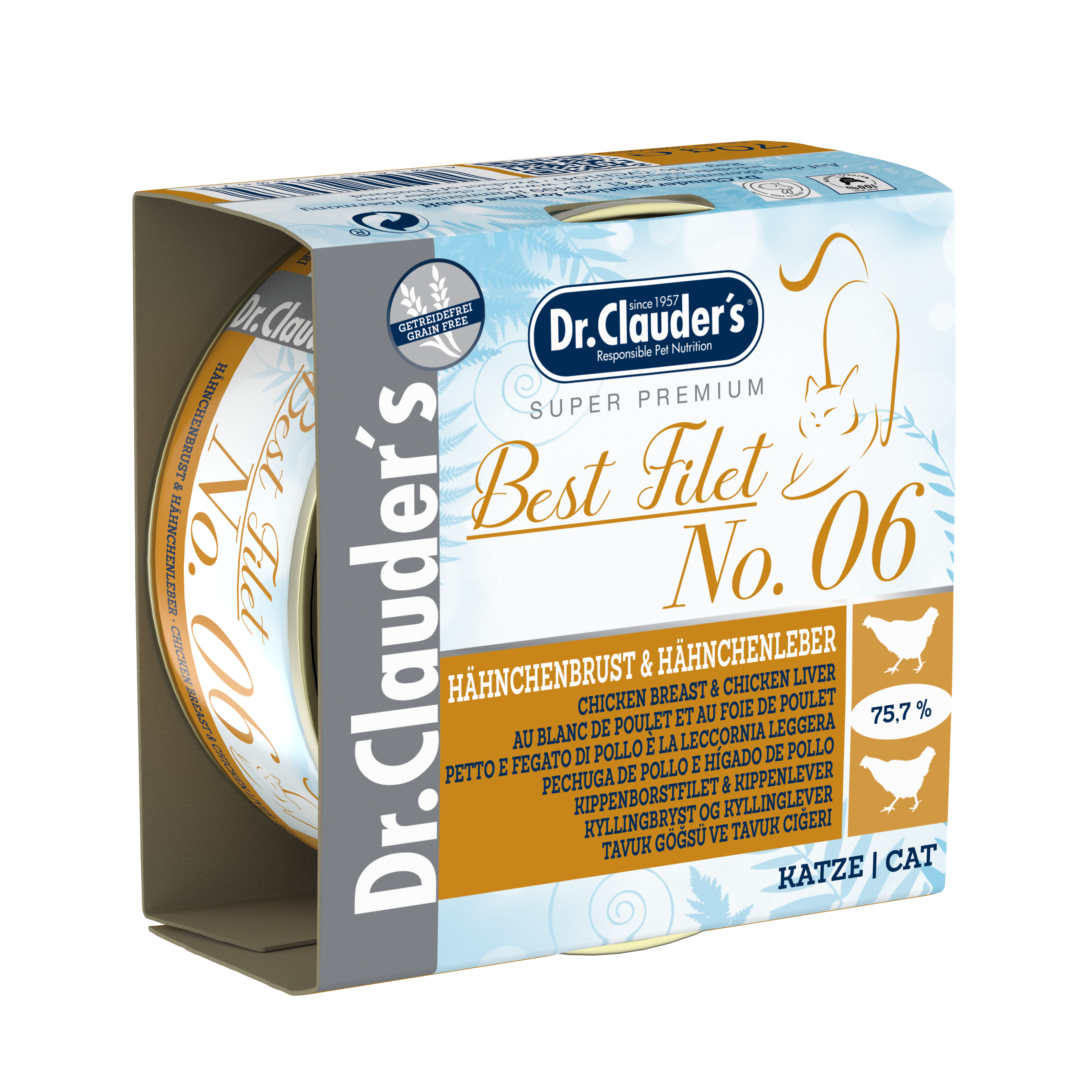 Dr. Clauder's Best Filet drėgnas maistas katėms su vištienos krūtinėle ir kepenėlėmis 70g
