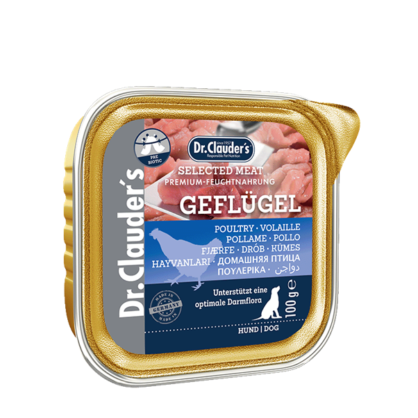 DR. CLAUDER'S drėgnas maistas suaugusiems šunims su paukštiena ir prebiotikais