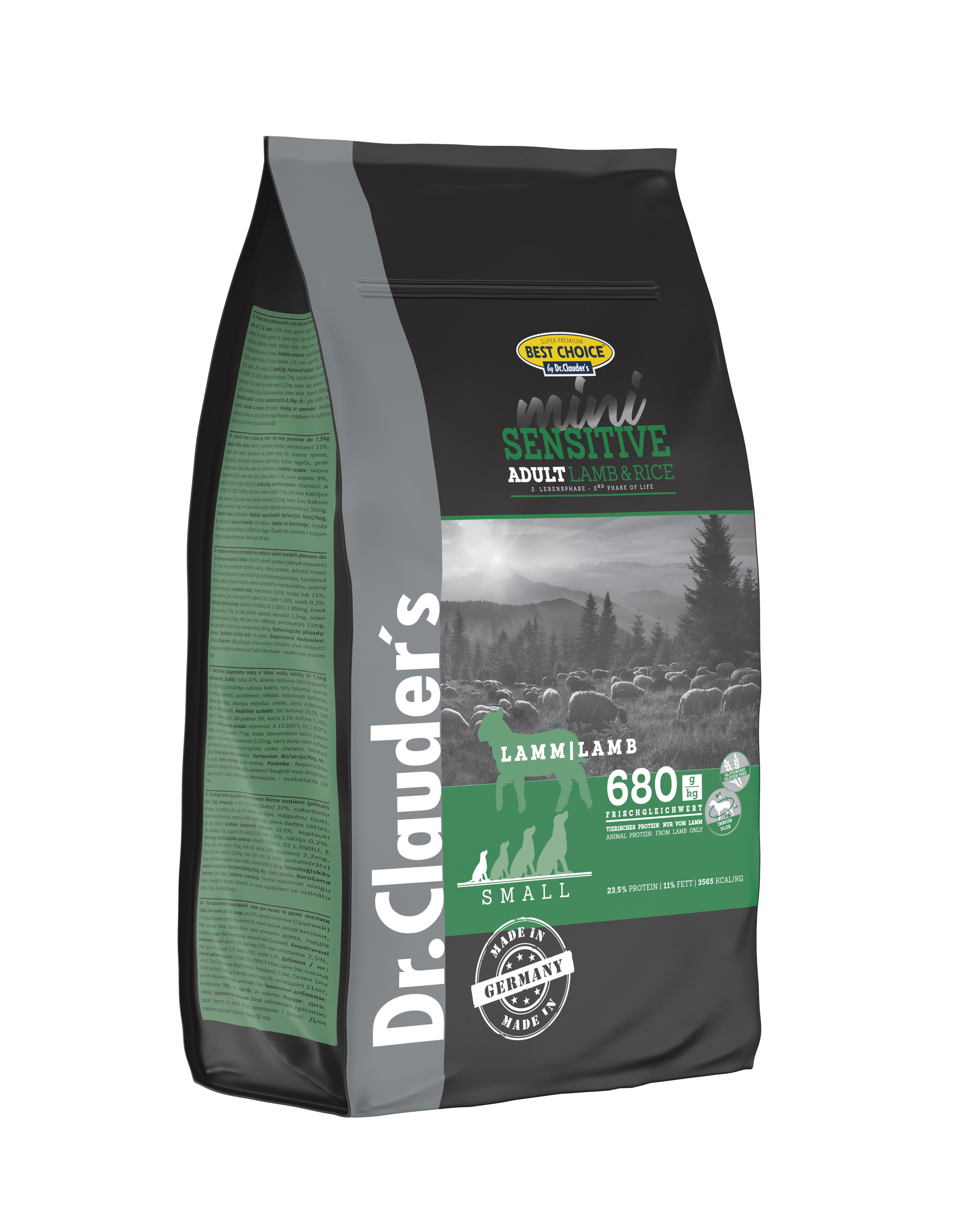 DR. CLAUDER'S SENSITIVE ADULT MINI subalansuotas sausas maistas šunims su ėriena ir ryžiais 2kg